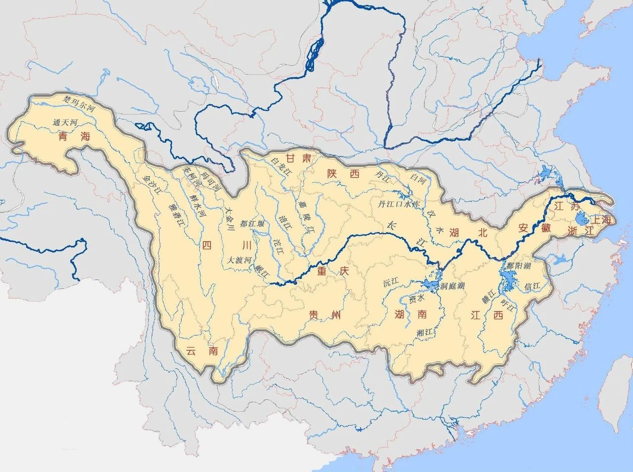 长江水系图初二图片